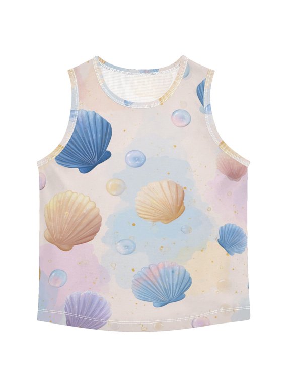 Pastel Background Shells Bubbles Vest Undershirt Tank Top Sleeveless Quick Dry 6Y