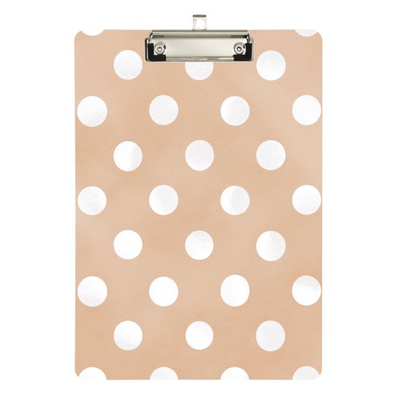Pastel Background White Dots Acrylic Clipboard Drawing Board with Hook Writing Pad File Storage A4 Size Silver 12.5" x 9"