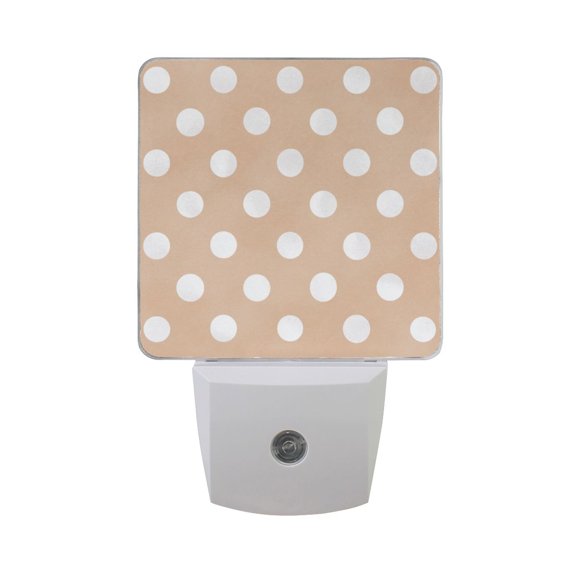 Pastel Background White Dots LED Night Light Sensor Lamp Plug-in Adjustable Brightness 2 Pack