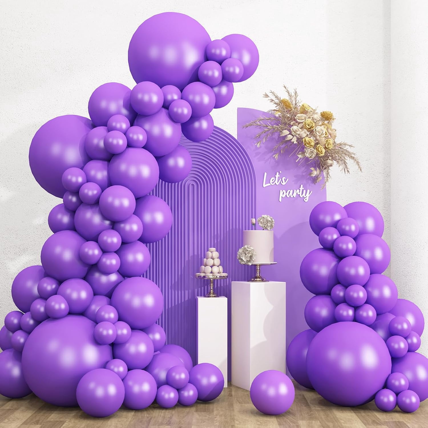 Pastel Balloons Different Sizes 135pcs for Birthday Arch Purple ...