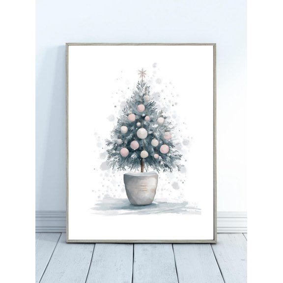 Pastel Baubles Tree Wall Art Print, Unframed Paper Poster 8x10in