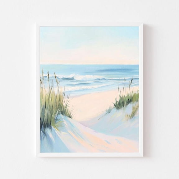 Pastel Beach Path Coastal Seascape Wall Art, Unframed Paper Print Size 8x12