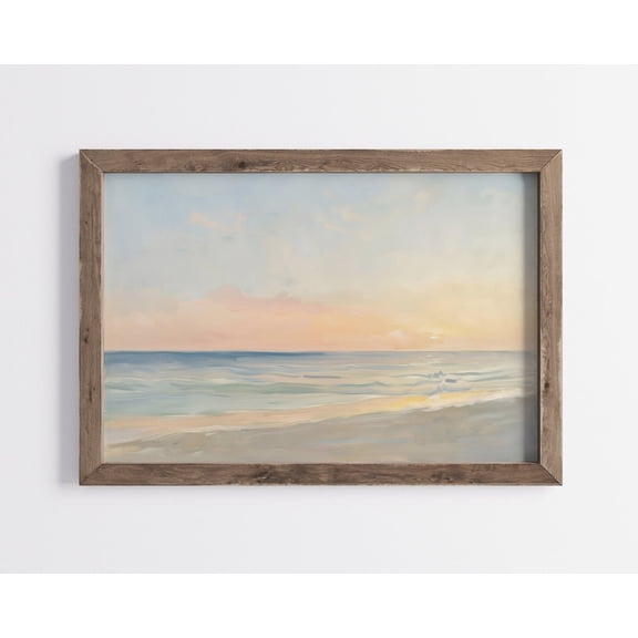 Pastel Beach Sunset Print Ocean Sunrise Wall Art Neutral Seascape Artwork Summer Sea Landscape Decor Coast