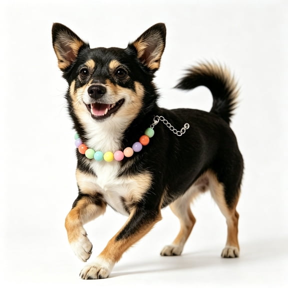 Pastel Beaded Pet Necklace, Adjustable Choker for Small Dogs & Cats, Quick Release Buckle Collar, Comfort Fit Fashion Accessory for Everyday & Special Occasions