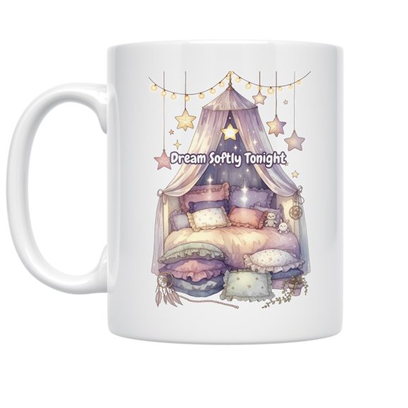 Pastel Bedroom Scene Art - Soft Girl Aesthetic - 11 oz Ceramic Coffee Mug