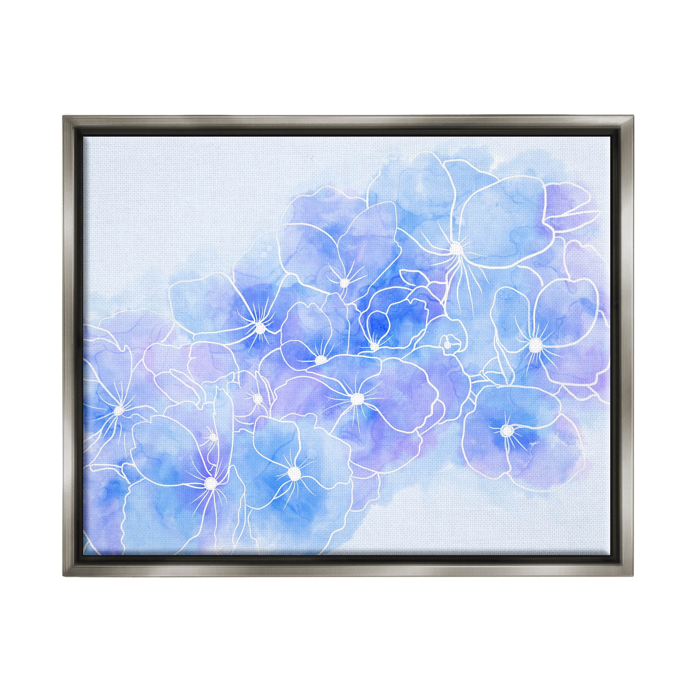 Pastel Blue Flower Outlines Botanical & Floral Graphic Art Luster Gray Framed Art Print Wall Art