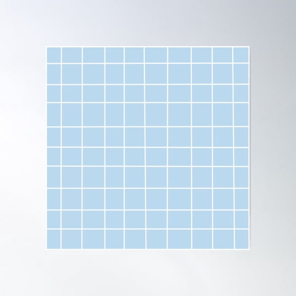 Pastel Blue Grid Poster Wall Art, Modern Wall Decor, 24x24 UNFRAMED