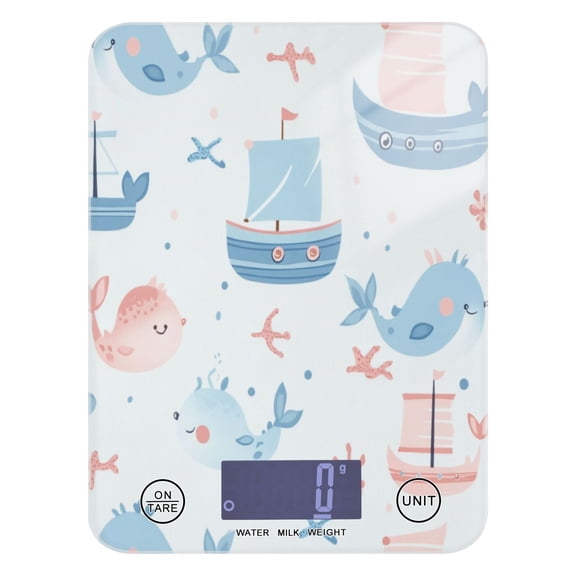 Pastel Blue Sea Animals Food Scale Digital Kitchen Scale Waterproof Grams Ounces lbs for For Baking and Cooking