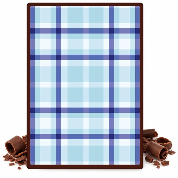 Pastel Blue Shades Plaid Pattern Edible Chocolate Transfer Sheet, by TNCT. (1 Count)