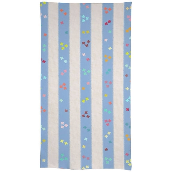 Pastel Blue Stripes With Confetti Pattern Tablecloth, Premium Flax Linen Table Cover for Kitchen & Dining Room, Durable Indoor Outdoor Table Protector for Parties, Holidays & Everyday Use