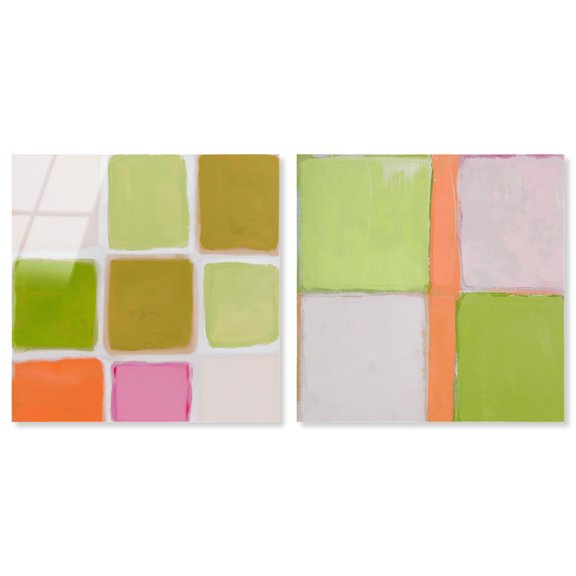 Pastel Boho Minimalist Harmony Acrylic Print Colorful Wall Decor Set by Art Remedy, Ready to Hang, 12 x 12