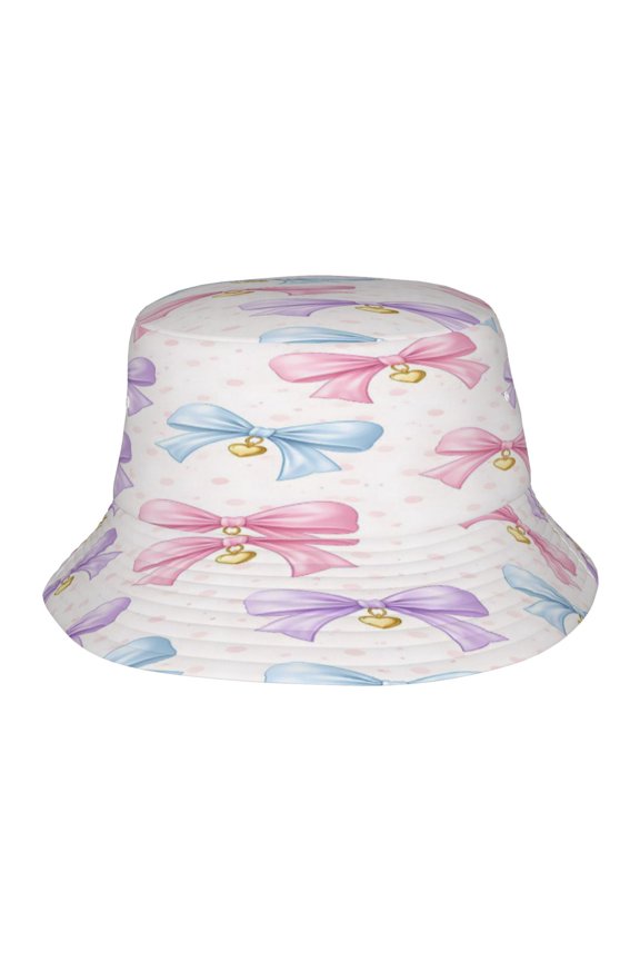 Pastel Bow Pattern Fisherman's Hat Lightweight and Breathable Sun Hat Suitable for Both Men and Women