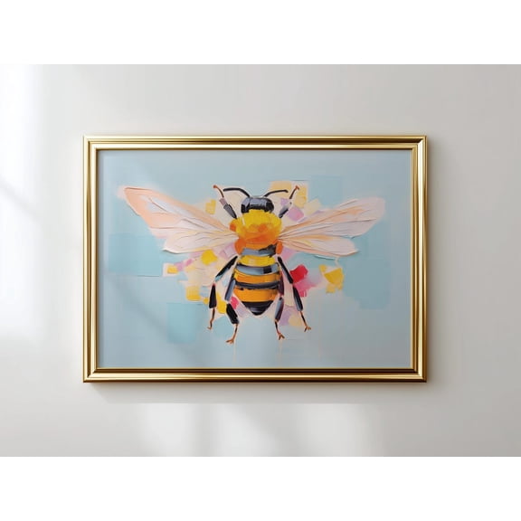 Pastel Bumble Bee Nursery Print, Girl'S Room Wall Art Home Decor #2518, Unframed Poster Size 8x12