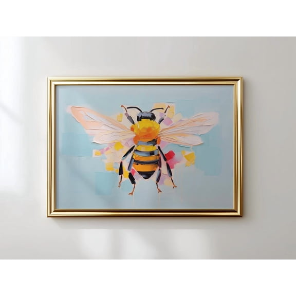 Pastel Bumble Bee Nursery Print, Girl'S Room Wall Art Home Decor UNFRAMED Poster, Wall Art for Decor, Present, 24x36