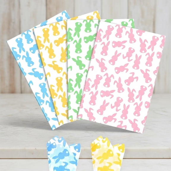 Pastel Bunny Pattern Tissue Paper, Colorful Rabbit Patterns Gift Wrapping Tissue Bunny Art Tissue Paper for Spring Easter Birthday Party Gift Bags