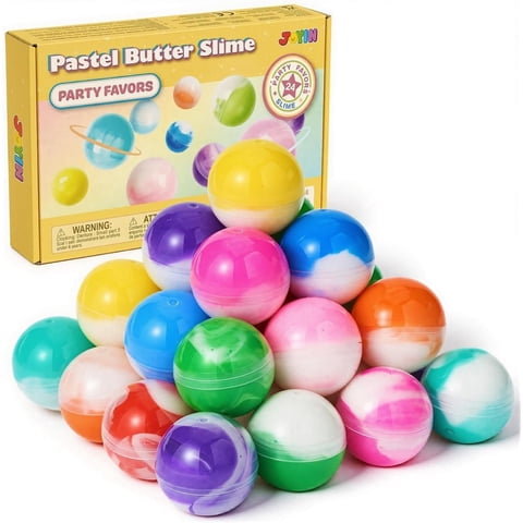 Joyfy 24 Pack Pastel Butter Slime Kit, Slime Party Favors for Kids, Stretchy Non-Sticky Galaxy Slime Ball for Classroom Reward, Birthday Party Supplies