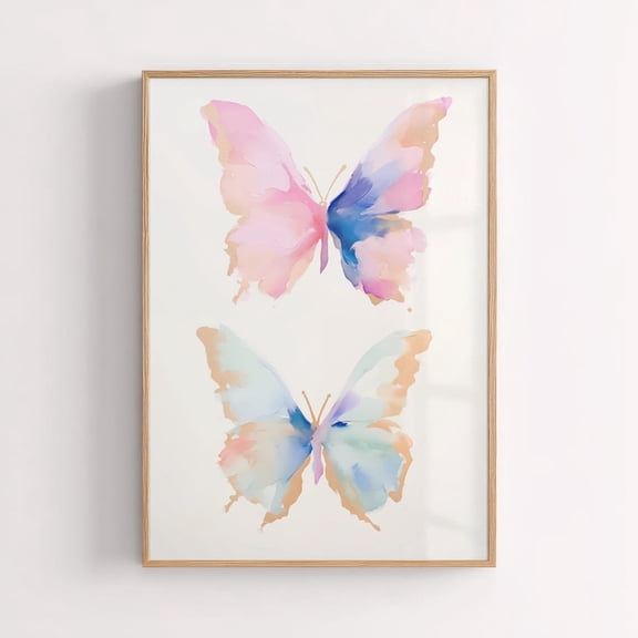 Pastel Butterflies : Abstract Insect Wall Art, Stretched Canvas Size 12x18
