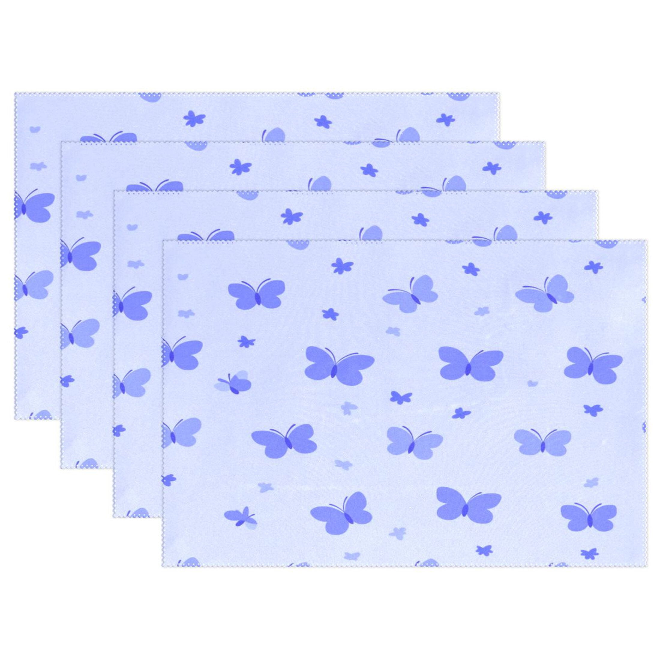 Pastel Butterflies Pattern 4-Piece 12x18in Heat-Proof Place Mats Set ...