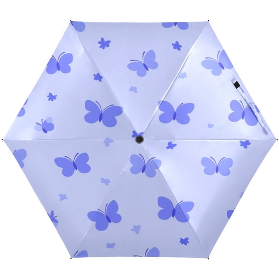 Pastel Butterflies Pattern Umbrellas for Sun Auto Open Close UV50+ Waterproof 5-Fold Compact Fiberglass Frame
