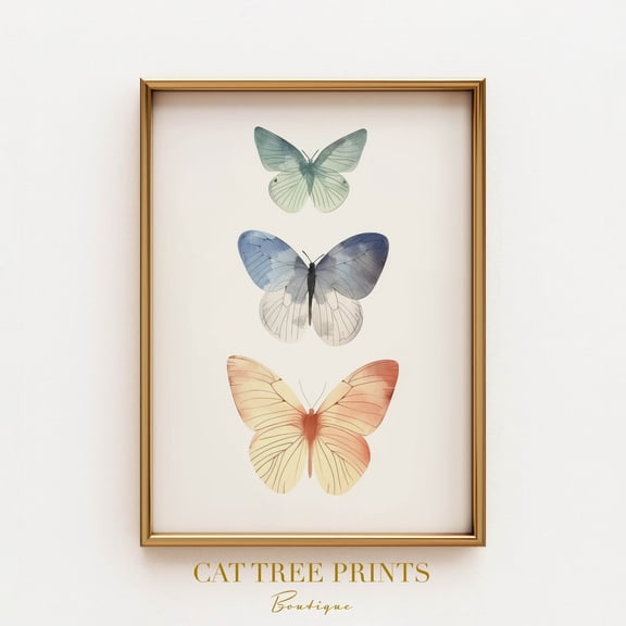 Pastel Butterfly Insect Specimen Botanical Nursery Wall Art, Unframed Poster