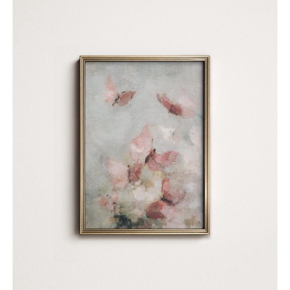 Pastel Butterfly Nursery Wall Art Vintage Cottagecore Style Decor Room Interior Display Collection