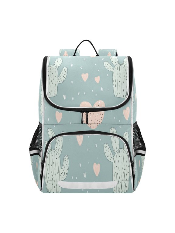 Pastel Cactus with Hearts Valentine Backpack Purse Daypack Book Bag Fashion Accessories Unisex 15L for Commute Travel School