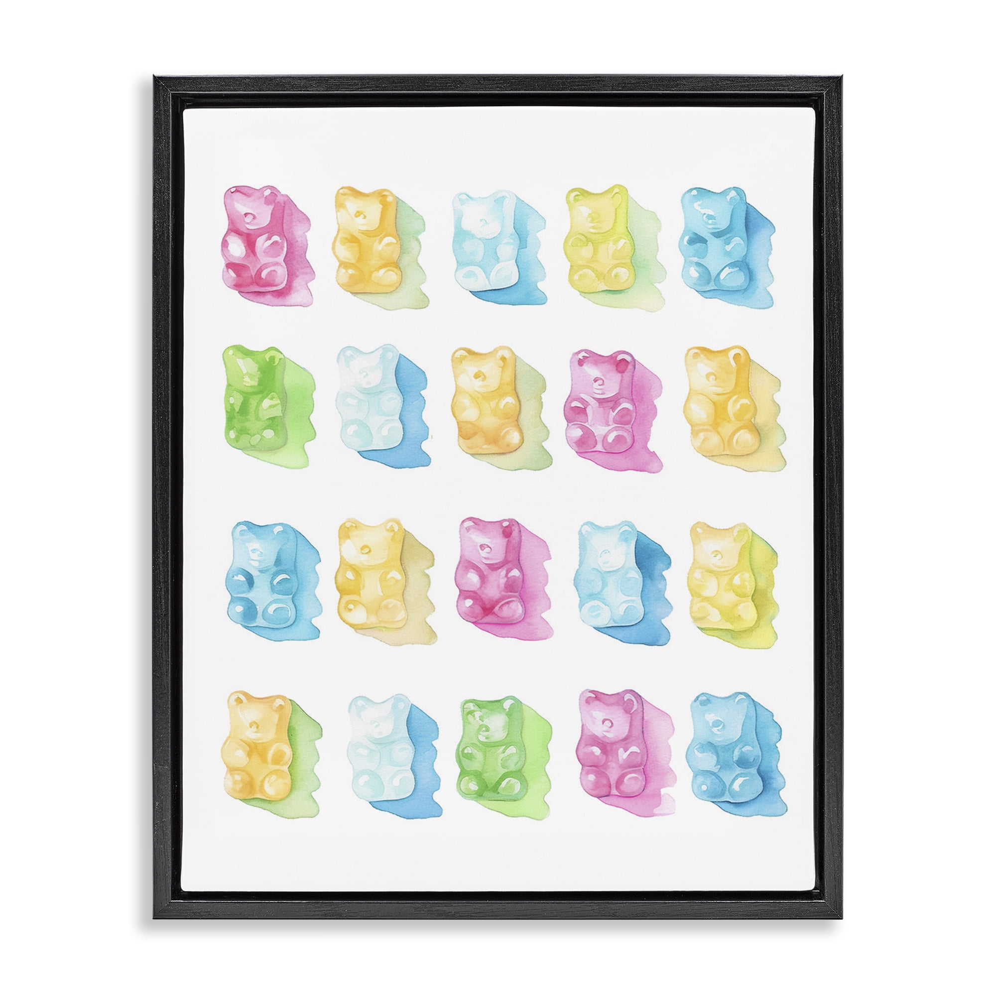 Pastel Candy Bears Collection Black Framed Floater Canvas Wall Art, design by Lil' Rue
