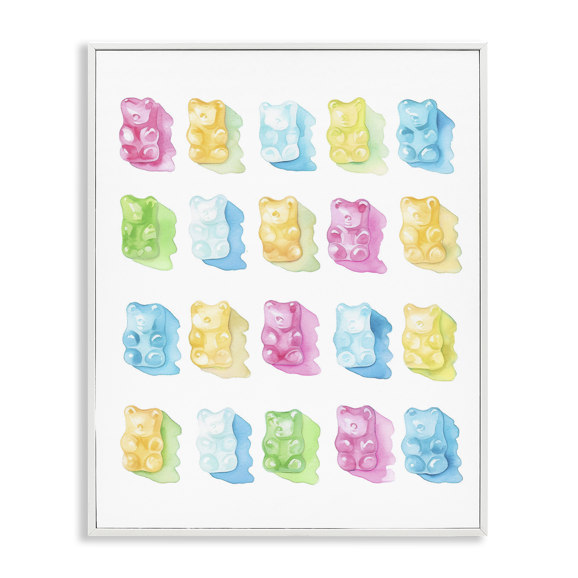 Pastel Candy Bears Collection White Framed Giclee Art, design by Lil' Rue