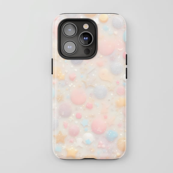 Pastel Candy Stars For All iPhone Series Protective Phone Case Kawaii Cute Glitter Translucent Multi-color