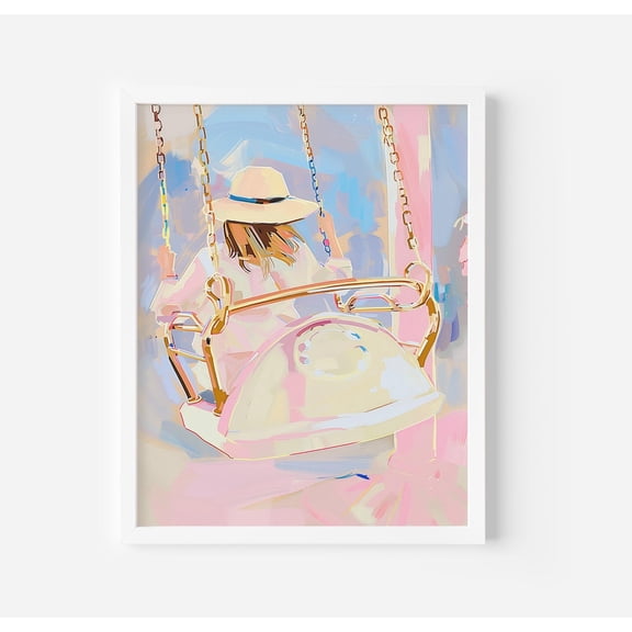 Pastel Carousel Art Poster Whimsical Nursery Decor , Magical Amusement Park, Unframed Poster Size 8x12 F03.1.19l642