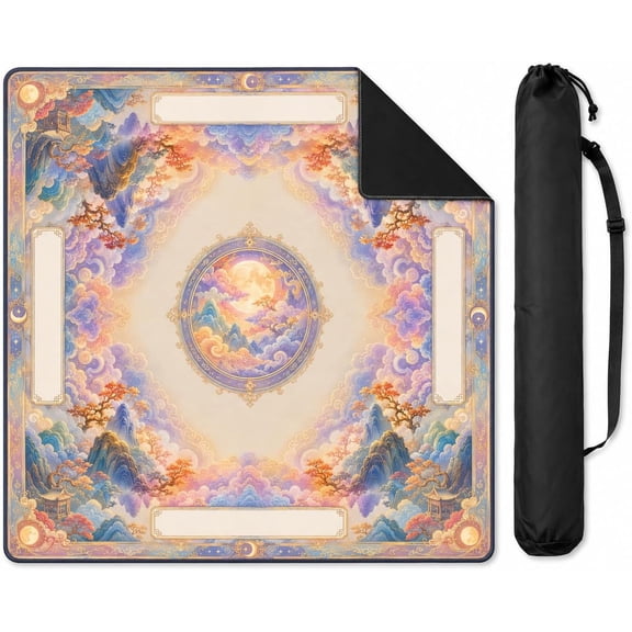 Pastel Celestial Cloud Mahjong Mat, Non-Slip with Carrying Bag for American Mahjong Game Night