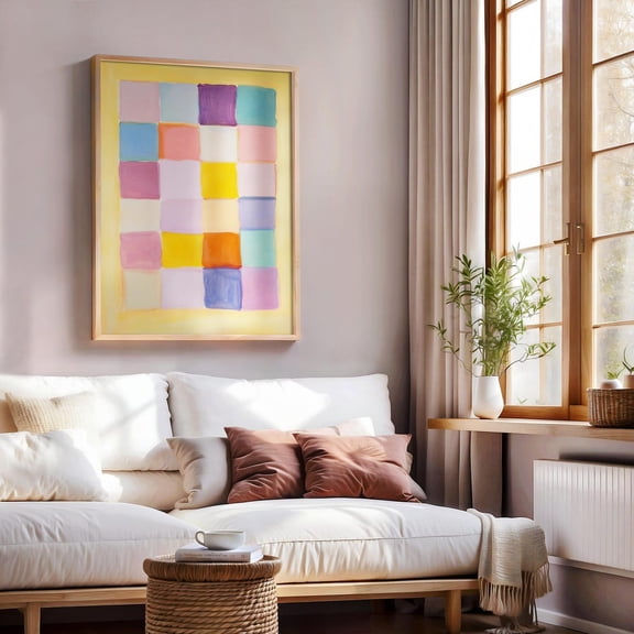 Pastel Checkerboard Wall Art, Colorful Checkered Preppy Decor, Retro Pastel Colors Squares Print, Modern Checkers Room Poster Wall Art, Modern Wall Decor, 8x12 UNFRAMED