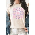 thumbnail image 1 of Pastel Checkered Flower Lashes Smiley Graphic Tee T-Shirt, 1 of 4