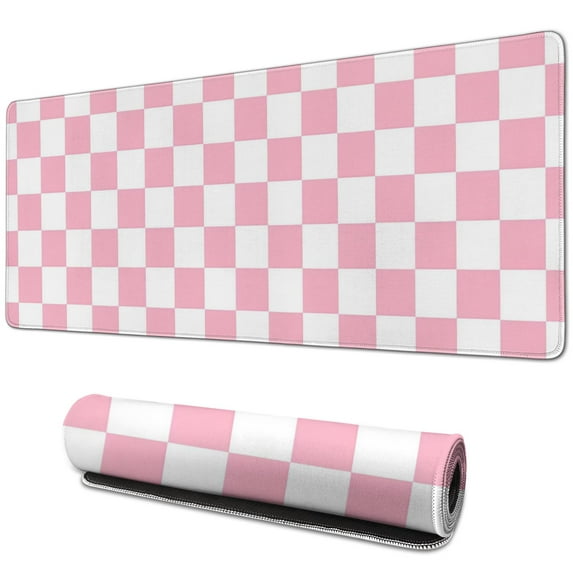 Pastel Checkered Mouse Pad, Cute Boho Mousepad for Home Office, Anti-Slip Rubber Mice pad for Computer & Laptop, 31.5x11.8inches, Pattern Aesthetic