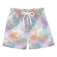 thumbnail image 1 of Pastel Checkered Pattern Swim Trunks Board Shorts Beach Pants Bathing Bottoms S, 1 of 8