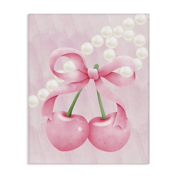 Stupell Industries Pastel Cherries with Pearls Canvas Wall Art, design by Jesse Keith