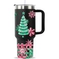 thumbnail image 1 of Pastel Christmas Tree Black Tumbler 40Oz With Handle - Insulated Tumbler Holiday Coffee Travel Mug for Tea, Latte, Hot Chocolate - Seasonal Xmas Gifts for Women, Men, Coworker or Friends, 1 of 6