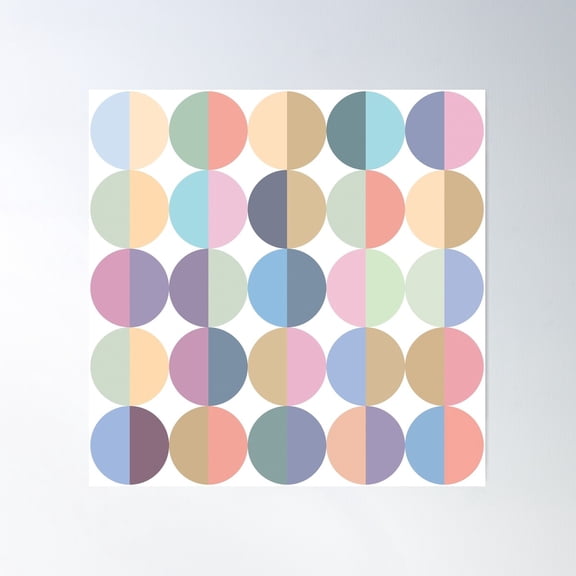 Pastel Circles Pattern Poster Wall Art, Modern Wall Decor For Living Room Bedroom, 24x24 UNFRAMED