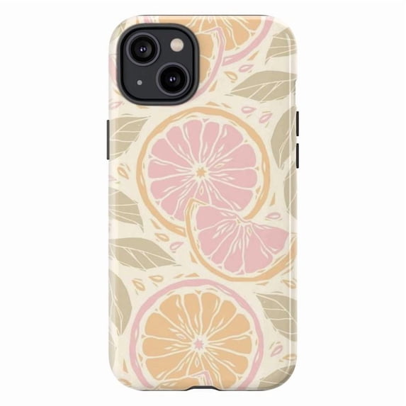 Pastel Citrus Fruit Phone Case – Grapefruit & Orange Art with Soft Retro Vibes Phone Cover for iPhone 16 15 14 13 12 11 Pro Max