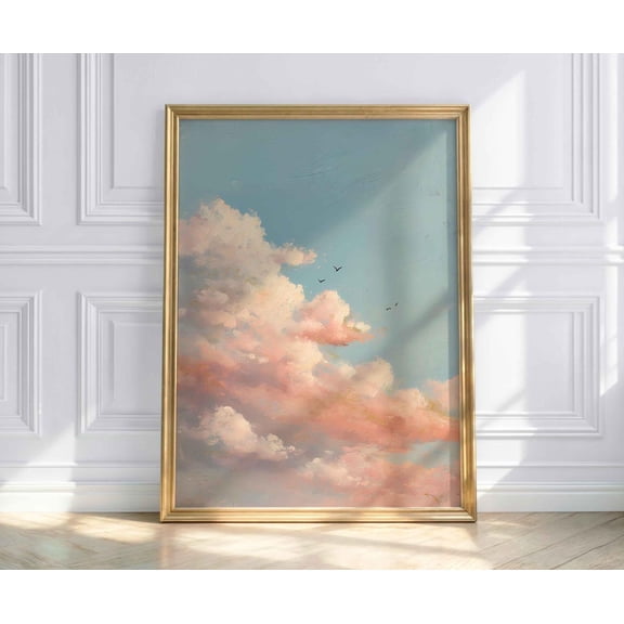 Pastel Cloud Poster Pink Sky Wall Art Dreamy Cloud Art Aesthetic Sky Art Minimalist Bedroom Decor