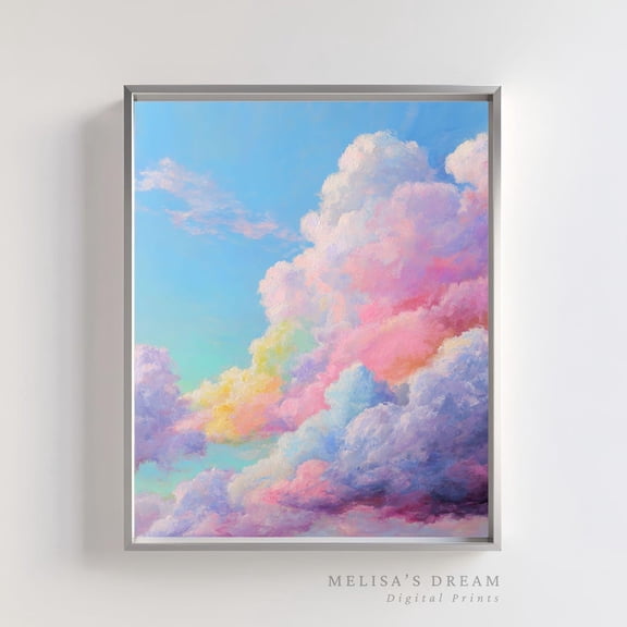 Pastel Cloud Print Dreamy Sky Landscape Nature Decoration Unframed Paper Print
