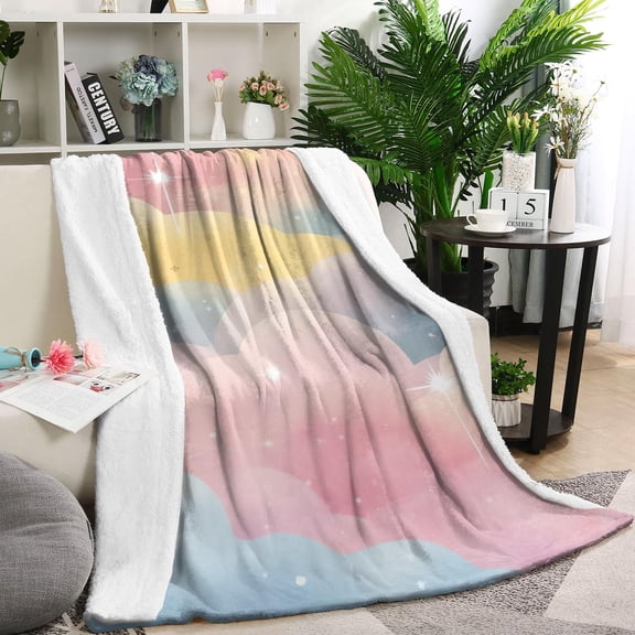 Pastel Cloud Starry Sky Blanket,Comfortable Soft Flannel Throw Blanket,All Season,Warm Lightweight Blankets for Sofa Bed Couch Living Room Chair,40"x50"