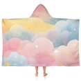 thumbnail image 1 of Pastel Cloud Starry Sky Hooded Bath Towel，50"x30" for Ages 3 To 12 Kids, Quick Dry Lightweight Soft Microfiber Hood Beach Towel Cover Up for Kids, 1 of 7