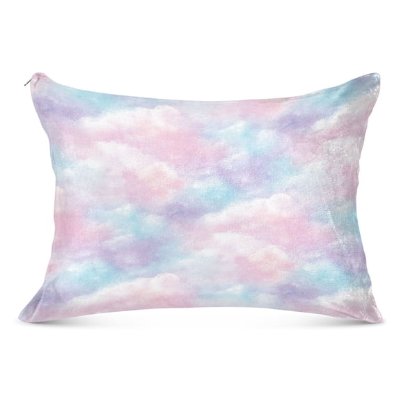 Pastel Clouds 20x30" Queen Plush Pillow Case, Soft Zippered Bed Pillowcase for Bedroom