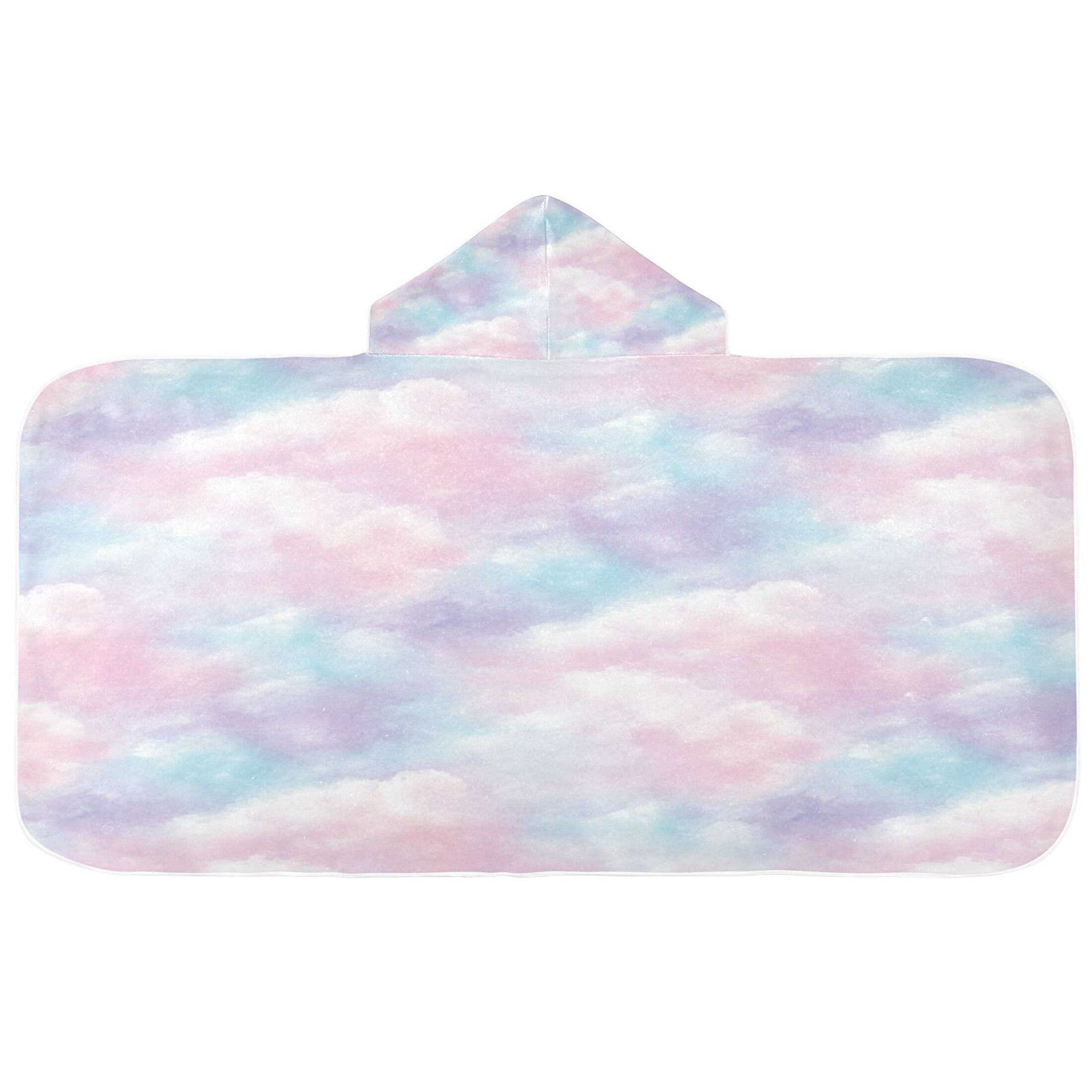 Pastel Clouds 50x23.5" Baby Hooded Bath Towel Poncho, Quick-Dry and Triangle Pocket, Kids' Essential