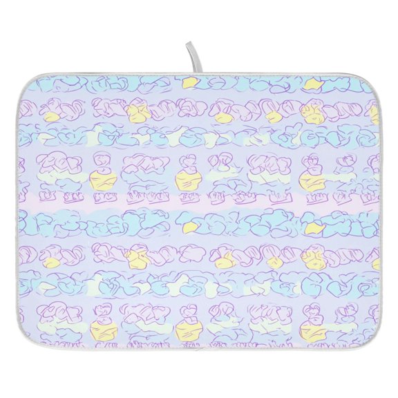 Pastel Clouds Design Dish Drying Mat for Kitchen, Quick Drying Absorbent Soft Durable 16" x 18"
