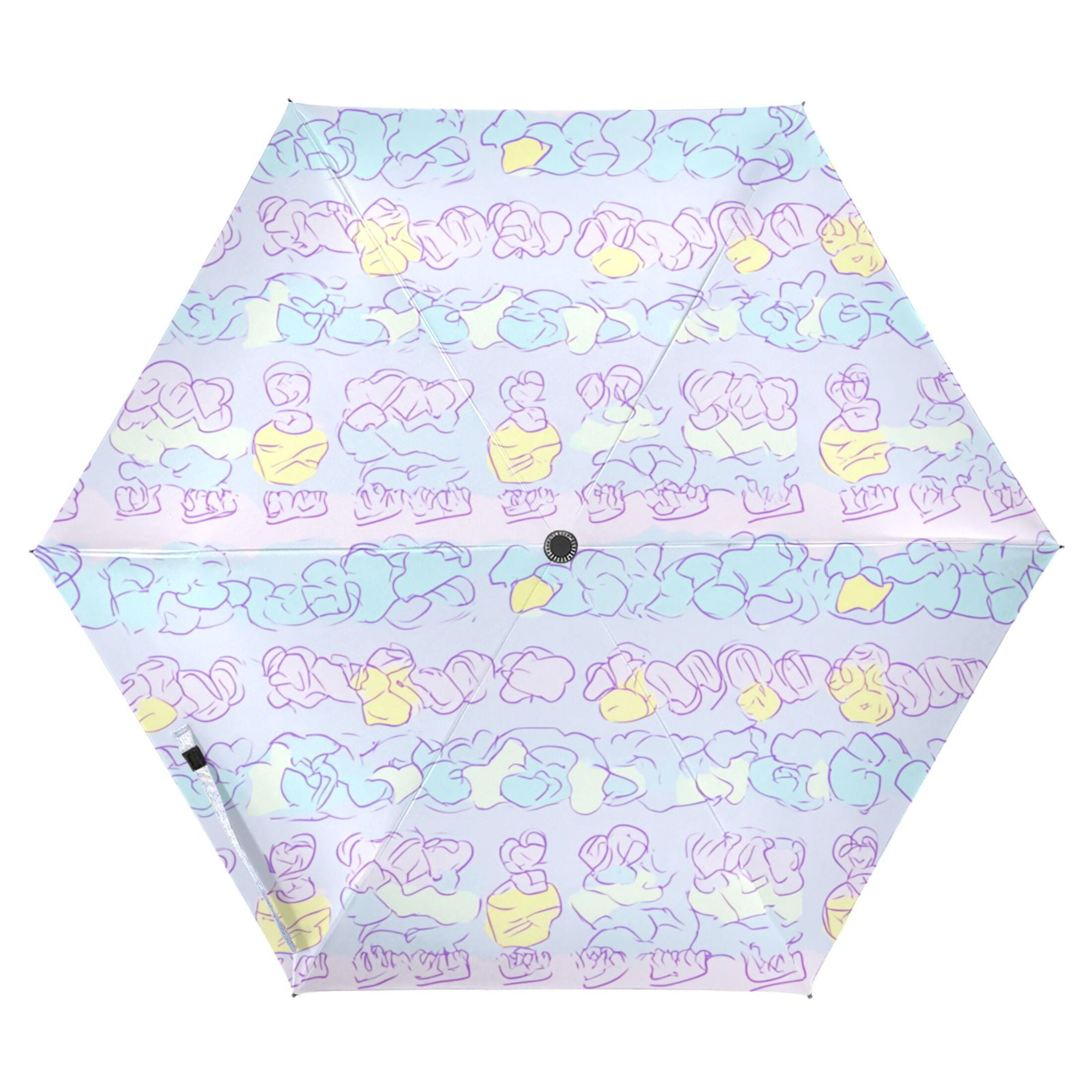 Pastel Clouds Design Folding Umbrella UV50+ Waterproof Sun Protection ...