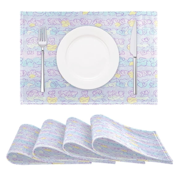 Pastel Clouds Design Reversible Placemat Non Slip Coffee Mat 18x12 Inch for Dining, Kitchen, Coffee