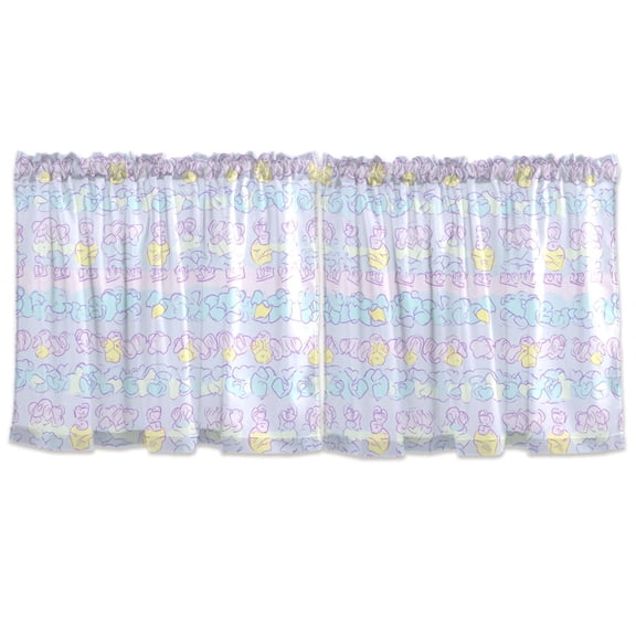 Pastel Clouds Design Tier Curtains for Kitchen 57x36 Inch Semi Sheer Light Filtering Half Window Curtains 2 Panels