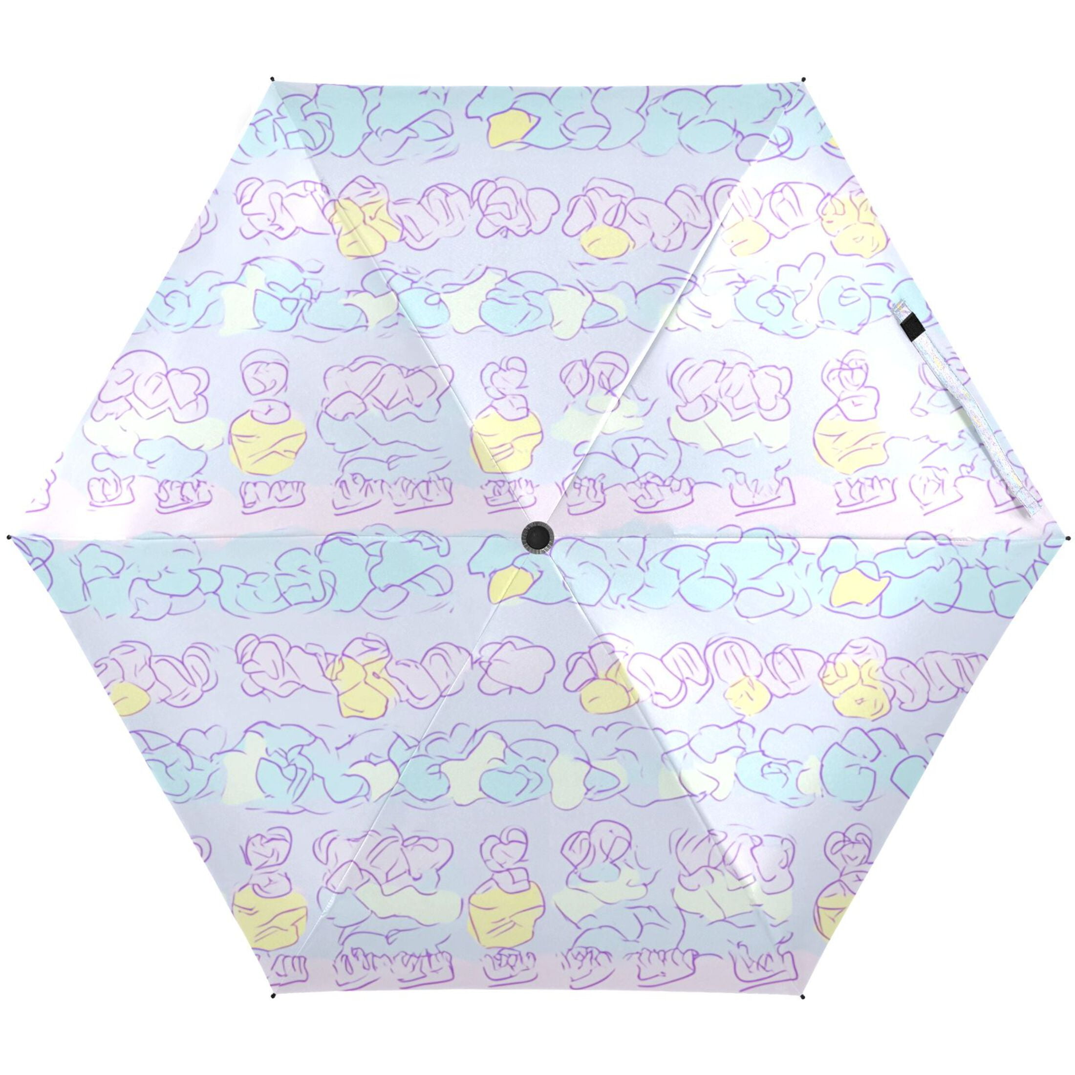 Pastel Clouds Design Umbrellas for Sun Auto Open Close UV50+ Waterproof 5-Fold Compact Fiberglass Frame